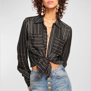 Ramy Brook Jamie Satin Striped Twill Blouse $395, 
Ramy Brook
Size: M
$175 $395